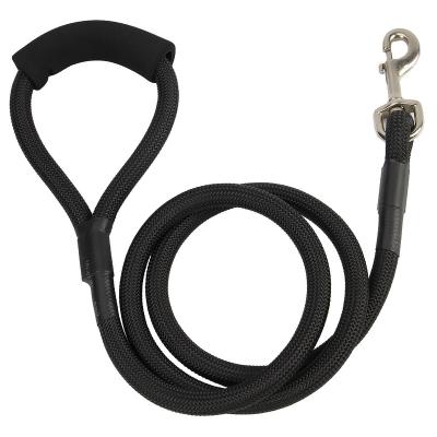 China Manufacturer Direct Sales Wholesale Pure Black Padded Nylon Quick Release Dog Traction Rope Metal Buckle Design for sale