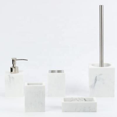 China Sustainable Textured Marble Bathroom Set Home Marble Bathroom Accessories Set Elegantly Simple And Timeless for sale