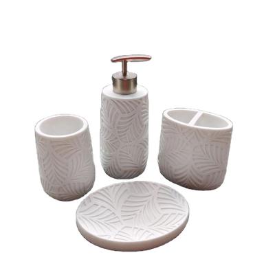 China Sleek And Elegant Stocked Style Polyresin Bathroom Set 4pcs ,Whole Sale Bathroom Accessories for sale