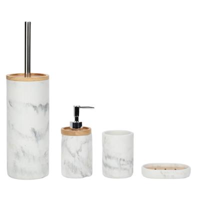 China Viable Elegant Ink Style Wood Grain Effect Polyresin Bathroom Paint Marble Set for sale