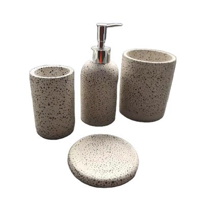 China Sustainable 4 Piece Bathroom Accessory Luxury Terrazzo Sets For Hotel With Accepting Customization for sale