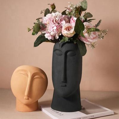 China Modern hot new fashion face potted plant garden planter human head cement/concrete flower pot for sale