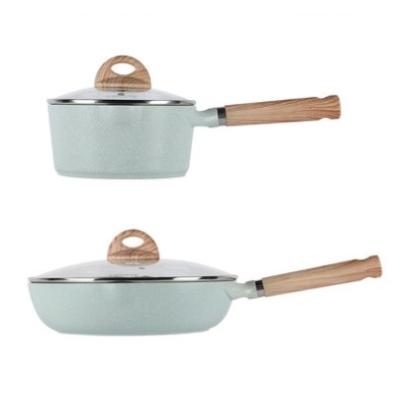 China Sustainable Carote 3 Pcs Cookware Sets Cast Aluminum Cooking Pot And Pan Set Nonstick Granite Coating Cookware for sale