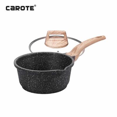 China Sustainable Carote Die Cast Aluminum Granite Coating Nonstick Milk Cooking Pot Sauce Pan With Induction Bottom for sale