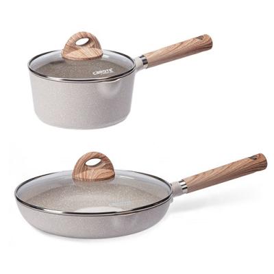 China Nonstick Cooking Pot and Pan Cast Aluminum Cookware Sets Granite Viable Nonstick Marble Carote for sale