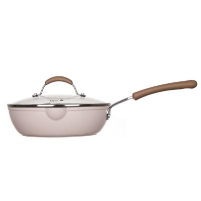 China Durable Forged Aluminum Deep Nonstick Frying Pan 24Cm Pop Up Pan Forged Aluminum Cookware With Lid for sale