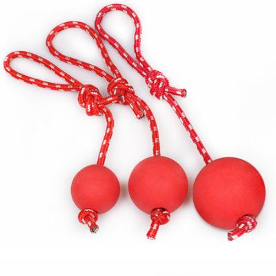 China Wholesale Sustainable Natural Rubber Indestructible Chew Toys Pet Factory Training Ball With Rope For Dog for sale