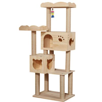 China Wholesale Dropshipping Viable Manufacturer Small Wooden Cat Climbing Frame Cat Tree for sale