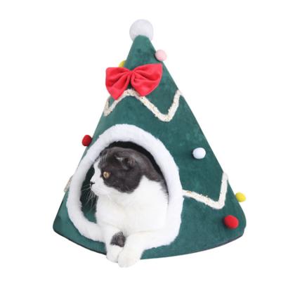 China China Manufacturer Stocked Wholesale Custom Eco Friendly Velvet Christmas Tree Pet Bed For Cat And Dogs for sale