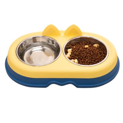 China Wholesale 2021 New Viable Custom Fancy Manufacture Stainless Steel Luxury Pet Feeder Double Bowl for sale