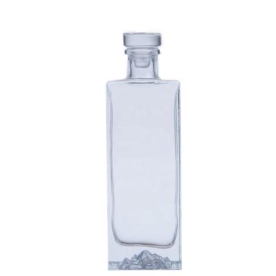 China Rectangular Liquor Design Short-neck Glass Bottle With Iceberg Base 250ml Glass Bottle for sale