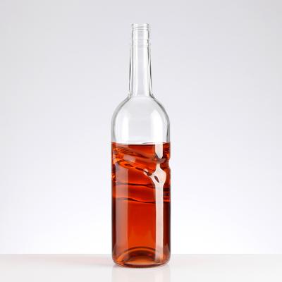 China Wine 500 Ml Transparent 750 Ml Bordeaux Flat Bottom Glass Wine Bottle With Lid for sale