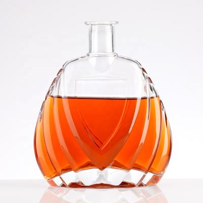 China Liquor Customized Glass Bottle With Short Neck And Large Capacity Xo Brandy Beautifully Carved Glass Bottle for sale