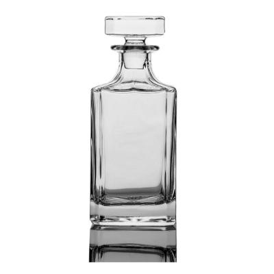 China Personal Care Factory Whiskey Custom Square Crystal Glass Decanter Wine Container Lead Free Bottle for sale