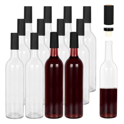 China Wholesale Customized Bordeaux Clear Round 750ml Wine Glass Wine Bottle With Cork Cap Clear 750ml Wine Bottle for sale