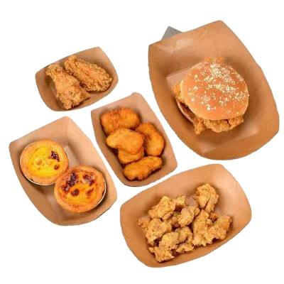 China 22 Ounce 650 Ml Disposable Eco Friendly Boat Shape Tray Kraft Paper Snacks Container zu verkaufen