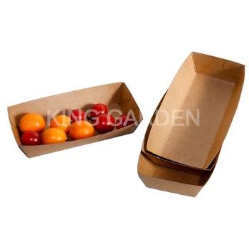 China 16oz 450ml Disposable Eco-friendly Recyclable Grease Resistant Brown Kraft Paper Food Tray for sale