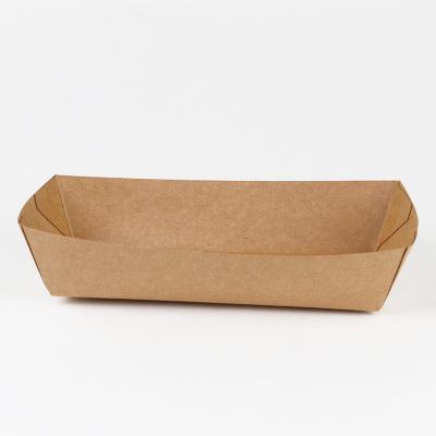 China Eco Friendly Disposable Coated Paper Boat Tray Snacks Open Wrapping Boat Tray zu verkaufen