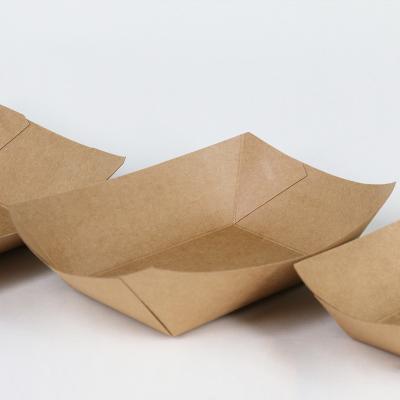 중국 12 Ounce 350ml Disposable Kraft Paper Disposable Ship Box For Chip Food Tray 판매용