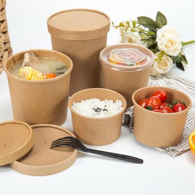 중국 12oz 350ml Disposable PE Coated Kraft Paper Soup Containers 판매용