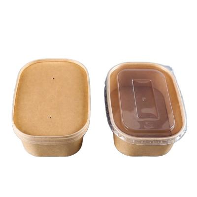 Cina Disposable 1000ml Rectangle Take Out Brown Kraft Paper Heat Resistant Disposable Bowl in vendita