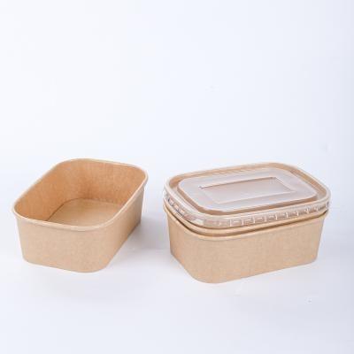 중국 650ml Custom Eco Friendly Disposable Salad Wrapping Paper Rectangular Food Containers 판매용