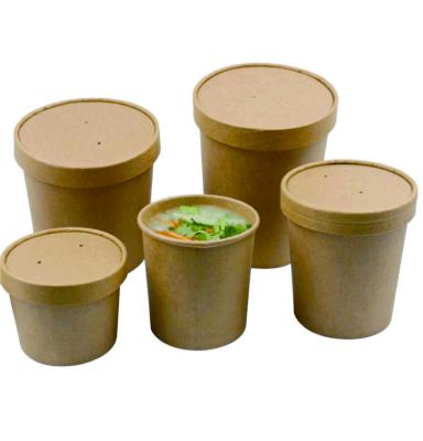 중국 Disposable Container Kraft Paper Soup Cup Disposable Soup Bowl With Lid 판매용