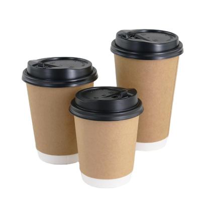 China 8oz/10oz/12oz/16oz/20oz Customized Design Double White Wallpaper Disposable Hot Cups for sale