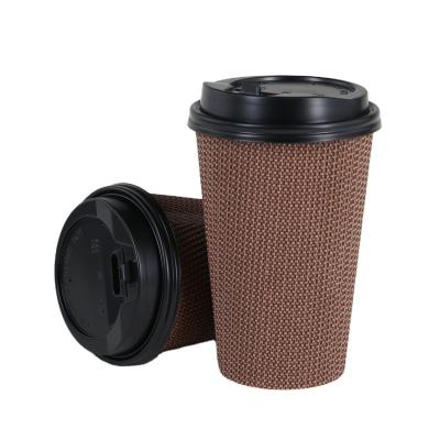 중국 12oz Disposable Hot Coffee Ripple Wallpaper Red Printing Cup Sippy Lid 판매용