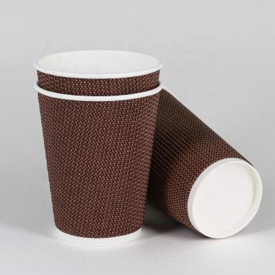 China 4oz/8oz/10oz/12oz/16oz Ripple Disposable Corrugated Wall Take Away Coffee Packaging Paper Cup Te koop