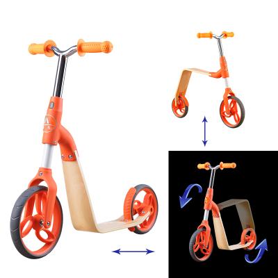 China Intermediate Rider Kids Wooden Beginner Toy 2in1 Child Ride Scooter Slide Scooter Birch Plywood Scooter Pro for sale