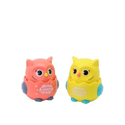 China Children Play Plastic Kids Toys Cartoon Press Owl Slide Toy Press And Go Toys for sale