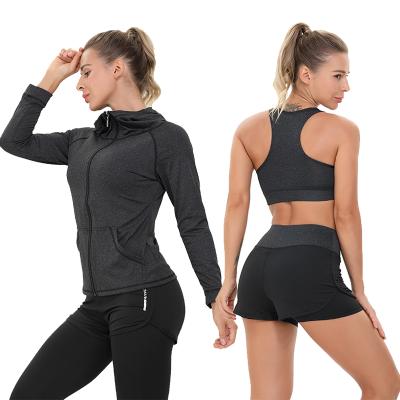 China Wholesale Seamless Women's Yoga Wear JULY SONG Long Jacket Yoga Wear Fitness Workout Clothing 5 Pieces Yoga Set Breathable Casual Sport for sale