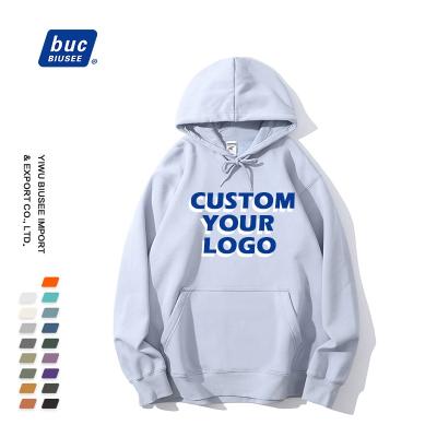 China Custom Winter Men's 600g Fleece Embroidery Pullover Thick Hoodies Simple Heavy Duty Anti-shrink Hoodies for sale