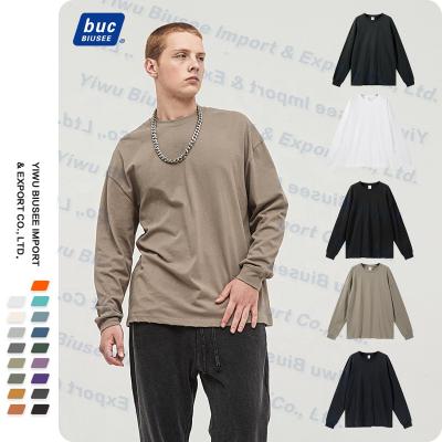 China Anti-wrinkle white long sleeve t-shirt men drop to shoulder oversized long sleeve t-shirt printing custom wholesale for sale