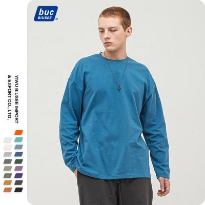 China Custom Logo Oversized Men Fashion Long Sleeve T-Shirt Pure Color Pure Color Wholesale Viable Cotton for sale