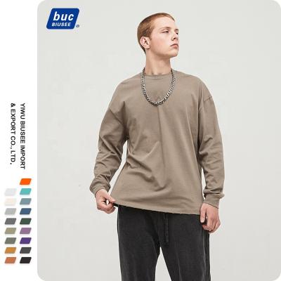 China Anti-Wrinkle Cotton Men Sleeve Long T Shirt Custom Printing Unisex Long Sleeve T-Shirt for sale