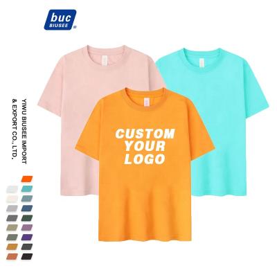 China High Quality Custom 100% Cotton Plain White Anti Shrink Logo Printing Round Neck Kids Girl Boy T-Shirts for sale