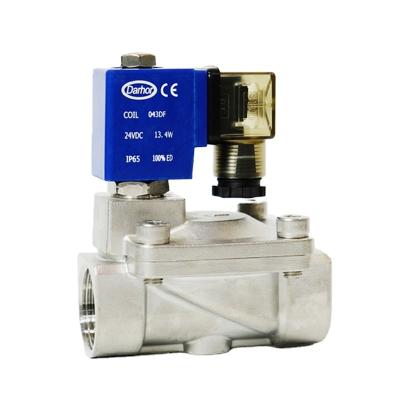 China General Darhor 3/8 Inch 2 Inch Pilot Operated Gas Valve Air 16bar SS Brass Solenoid Valve With LED Light for sale