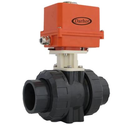 China General Darhor UPVC PVC Motorized Ball Valve With Electric Actuator 220VAC 230VAC for sale