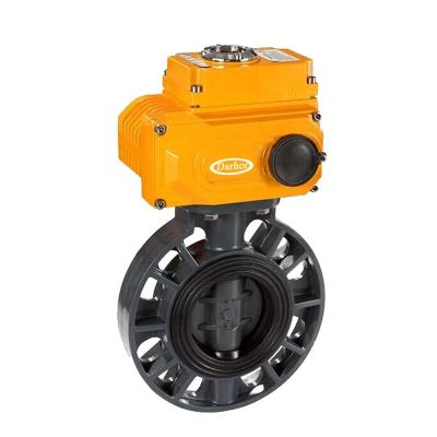 China General Darhor PN1.0MPa Wafer Connection PVC Electric Actuated Butterfly Valve for sale