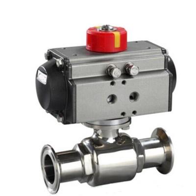 China General Type Flange Food Grade SS316 DN25 Sanitary Pneumatic Operated Ball Valve for sale