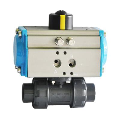 China Threaded General Threaded Connection 1/2 Inch DN15 PVC Plastic Pneumatic Ball Valve for sale