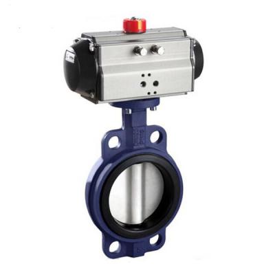 China General Cast Iron 4 Inch 6 Inch Wafer Type Soft Seal Butterfly Valve Pneumatic for sale