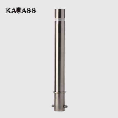 China 316 Stainless Steel Factory Parking 316SS Stainless Steel Underground Fixed Security Parking Bollard With Flat Surface for sale