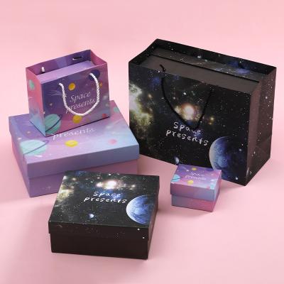 China Recycled Transparent Starry Cookie Gift Box Bottle Candy Box Packaging Materials Sky Window Paper Box Gift In Stock for sale