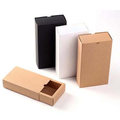 China Recyclable Custom Logo Recycled Brown Cardboard Kraft Paper Sock Packaging Slide Drawer Box With Sleeve for sale