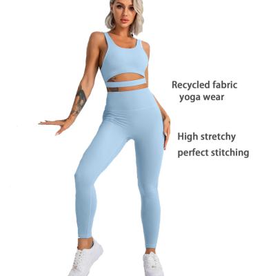 China Breathable Recycled Materials Sportswear Eco Friendly Women Yoga Wear 2 Pieces Yoga Suit for sale