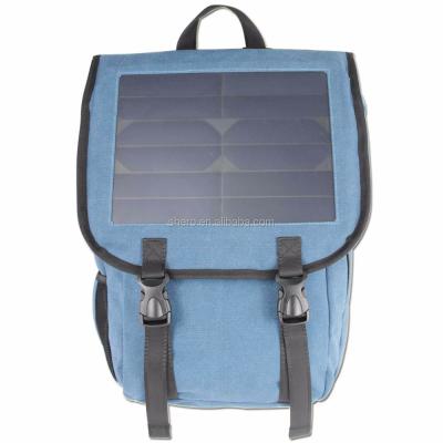 China Custom Solar Panel Sports Traveling Camper Hiking Solar Backpack Bag With Solar Cell Phone Charger for sale