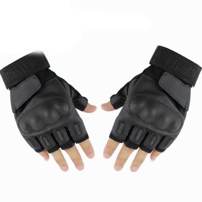 China Factory Price Anti Impact Silicone Short Fingerless Leather Comfortable Non-Slip Hunting Shooting Police Tactical Military Gloves for sale